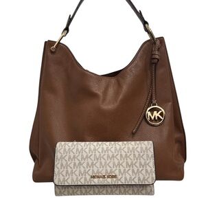 Michael Kors Brown Hobo Bag with Gold Accents